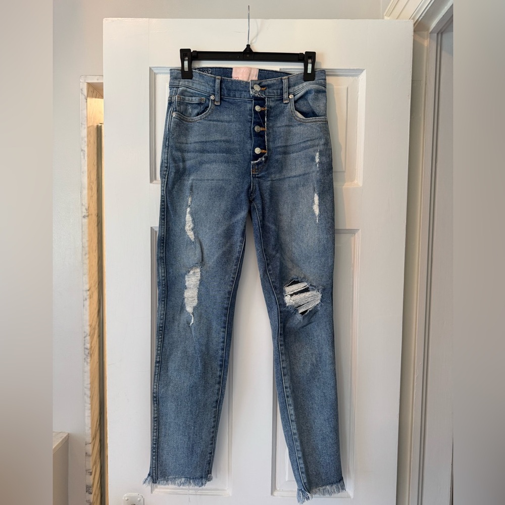 REVICE Blue Skinny Jeans with Distressed Details